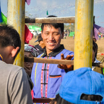 Sizing up the sword ladder at Kuoshi Festival in northern Myanmar