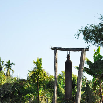 A bomb casing from World War II serves as a church bell in Myanmar's Kachin State