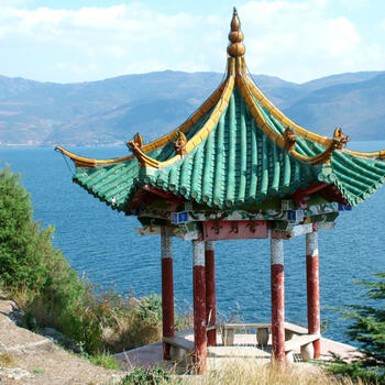 A view over Fuxian Lake from Gushan Island